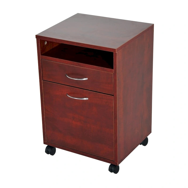 Mobile Printer Cart with 2 Drawers, Brown - 15.7x13.8x23.6