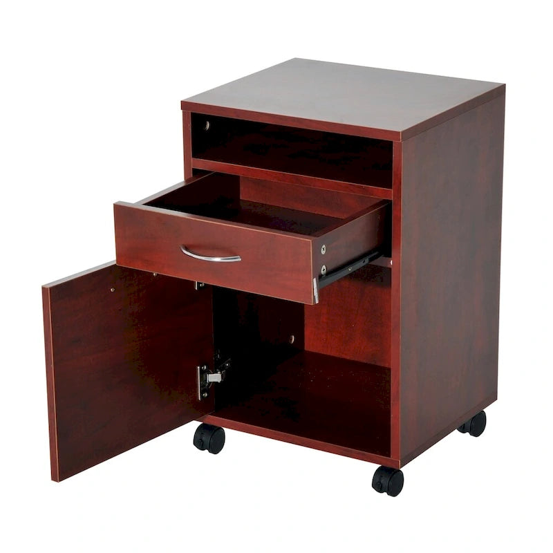 Mobile Printer Cart with 2 Drawers, Brown - 15.7x13.8x23.6