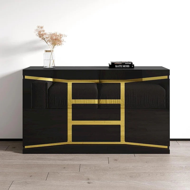 55-Inch Modern High Gloss Sideboard Buffet Credenza