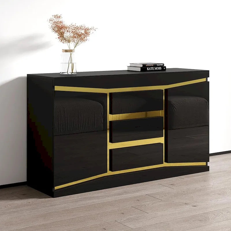 55-Inch Modern High Gloss Sideboard Buffet Credenza