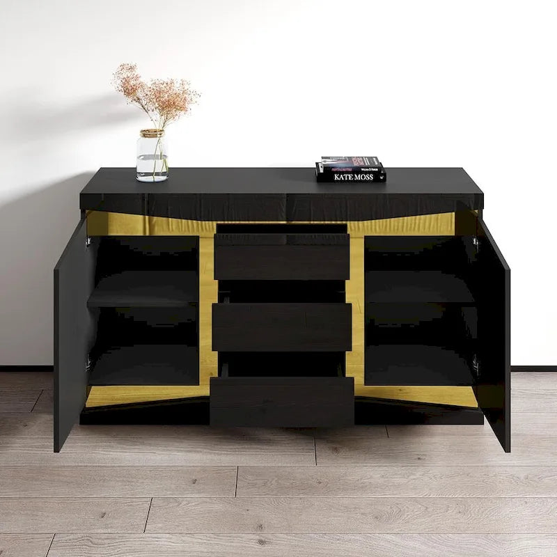 55-Inch Modern High Gloss Sideboard Buffet Credenza