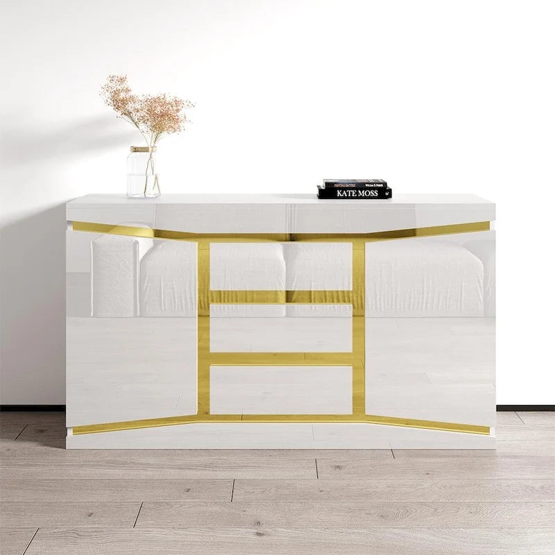55-Inch Modern High Gloss Sideboard Buffet Credenza