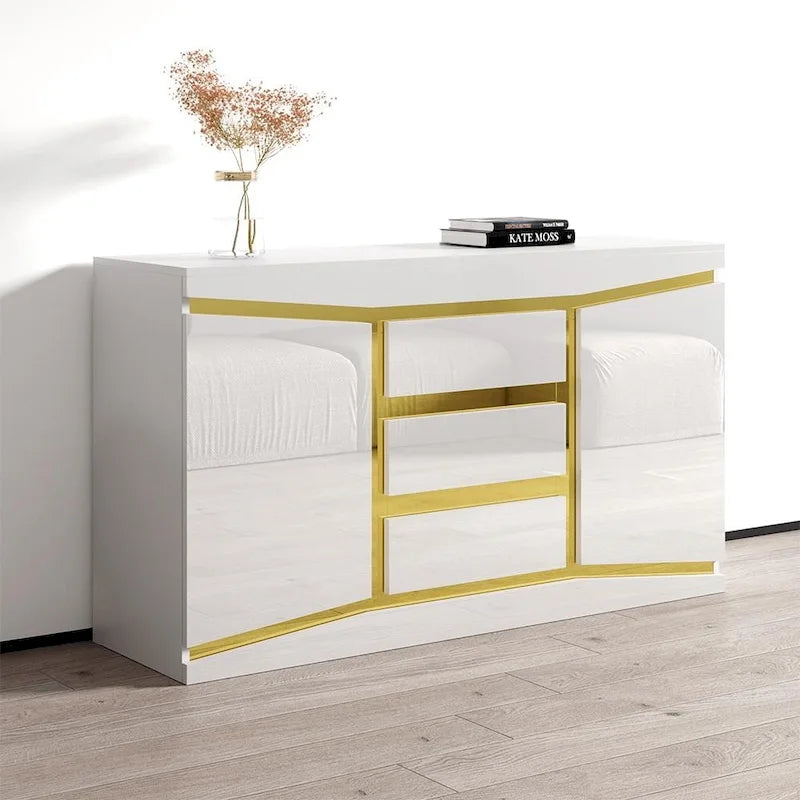 55-Inch Modern High Gloss Sideboard Buffet Credenza