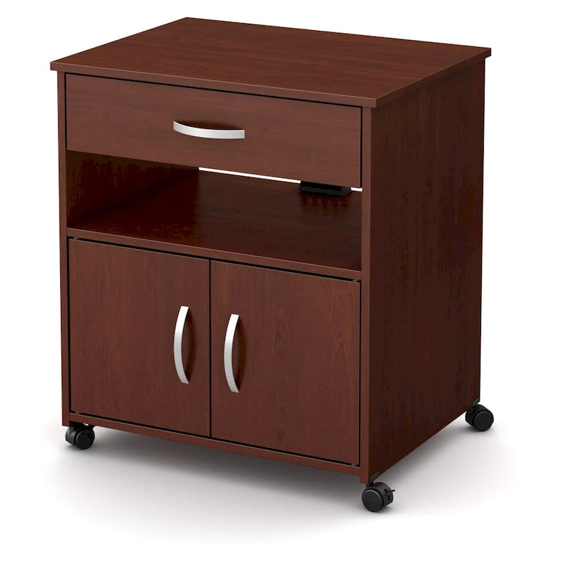 Printer Cart on Wheels with Storage Cabinets and Drawer