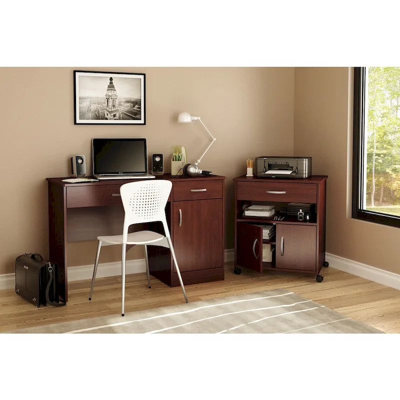 Printer Cart on Wheels with Storage Cabinets and Drawer