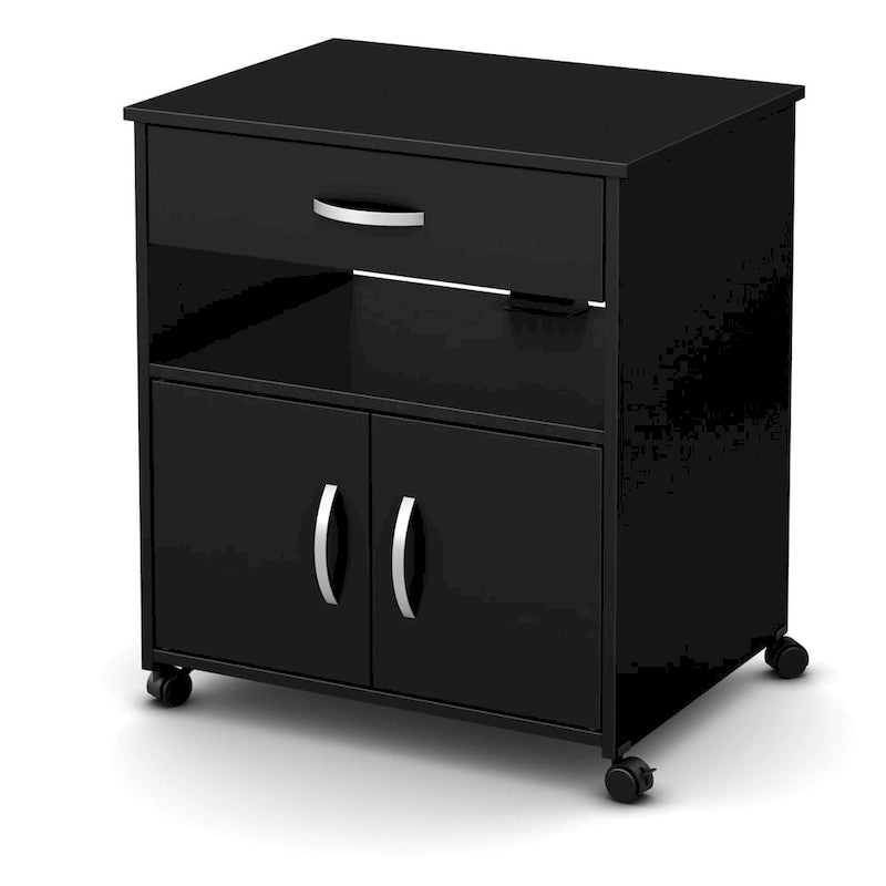 Printer Cart on Wheels with Storage Cabinets and Drawer