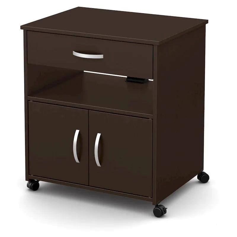 Printer Cart on Wheels with Storage Cabinets and Drawer