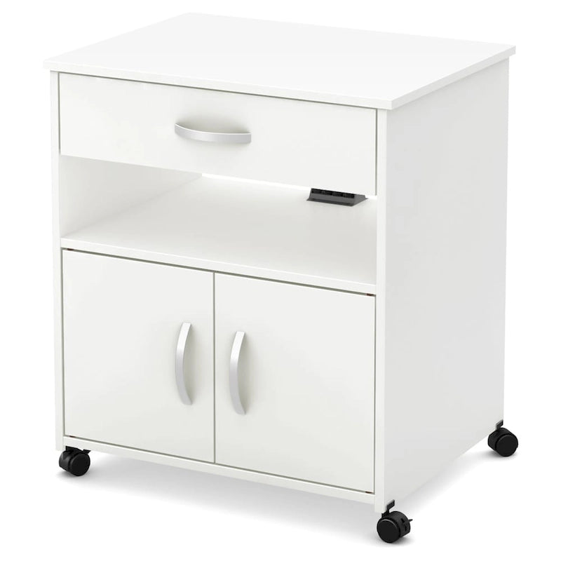 Printer Cart on Wheels with Storage Cabinets and Drawer