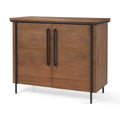 Maddox Medium Brown Solid Wood w/ Black Iron Frame & 2 Door Accent Cabinet