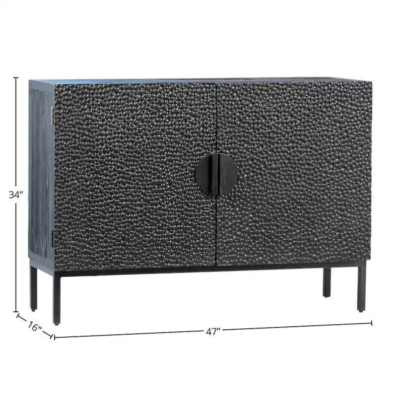 47-inch Black Reclaimed Pine and Iron Contemporary 2-Door Sideboard