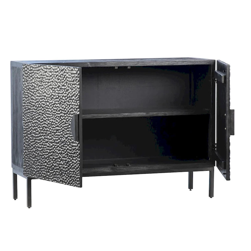 47-inch Black Reclaimed Pine and Iron Contemporary 2-Door Sideboard