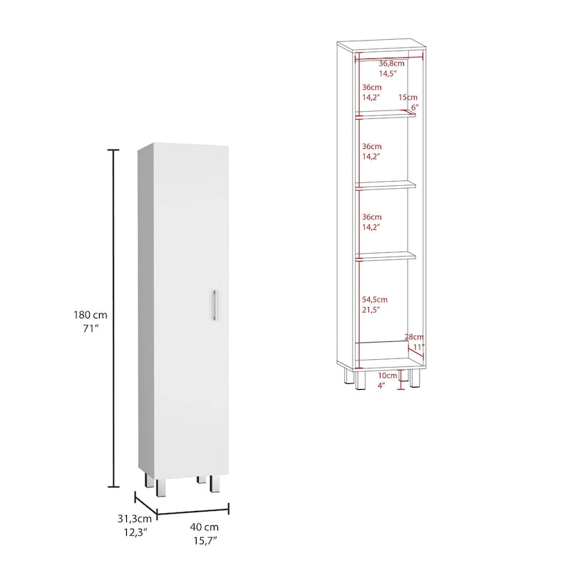 71-Inch Tall 5-Shelf Storage Cabinet with Broom Hangers