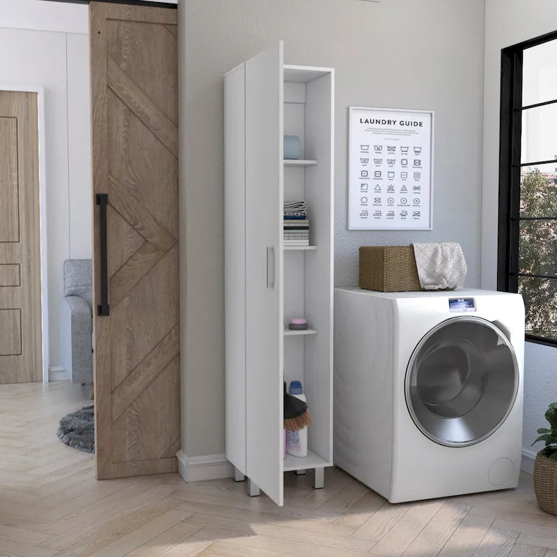 71-Inch Tall 5-Shelf Storage Cabinet with Broom Hangers