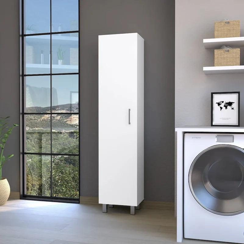 71-Inch Tall 5-Shelf Storage Cabinet with Broom Hangers