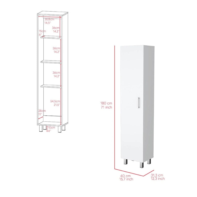 71-Inch Tall 5-Shelf Storage Cabinet with Broom Hangers