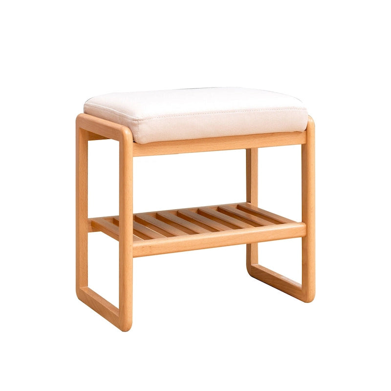 Wood Storage Shoe Rack Bench with Cushion