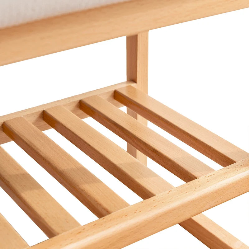 Wood Storage Shoe Rack Bench with Cushion