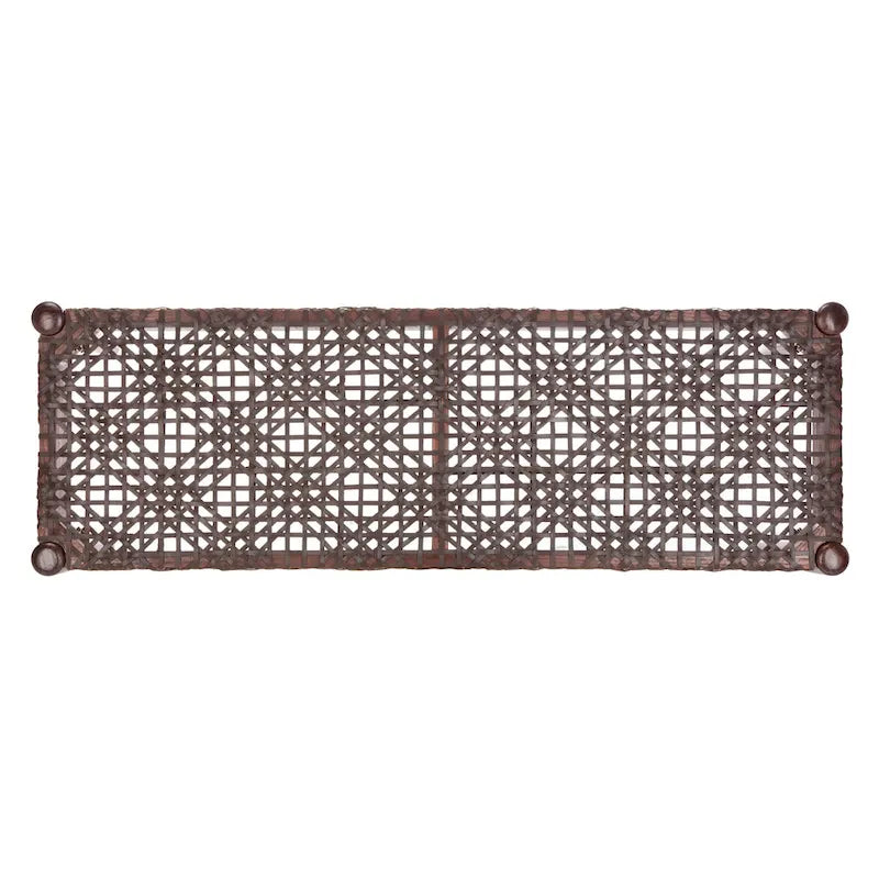 Wood and Interlaced Leather Bench - 47W x 16D x 19H