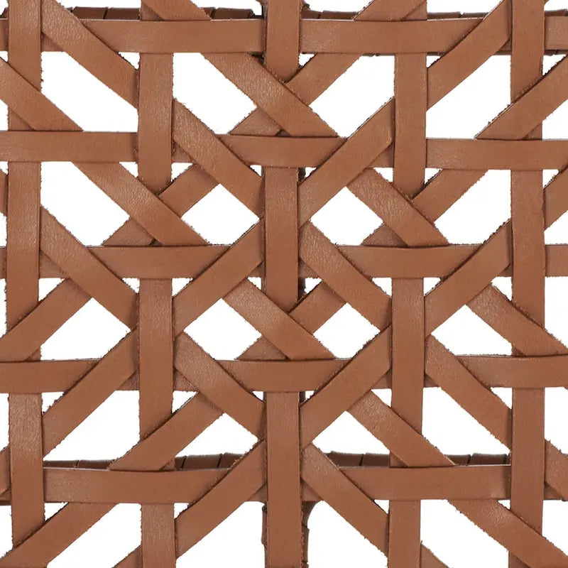 Wood and Interlaced Leather Bench - 47W x 16D x 19H