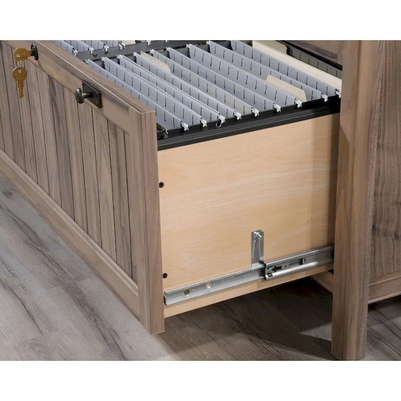 Lateral File Cabinet with Locking Drawers, Chalked Chestnut