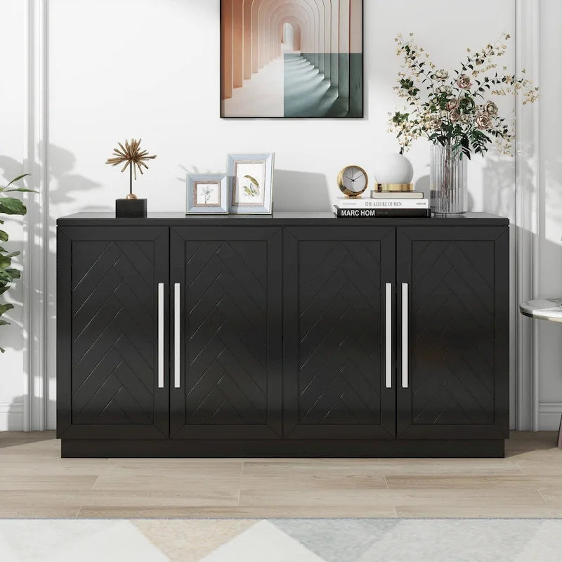 Sideboard with 4 Doors Large Storage Space Buffet Cabinet - N/A