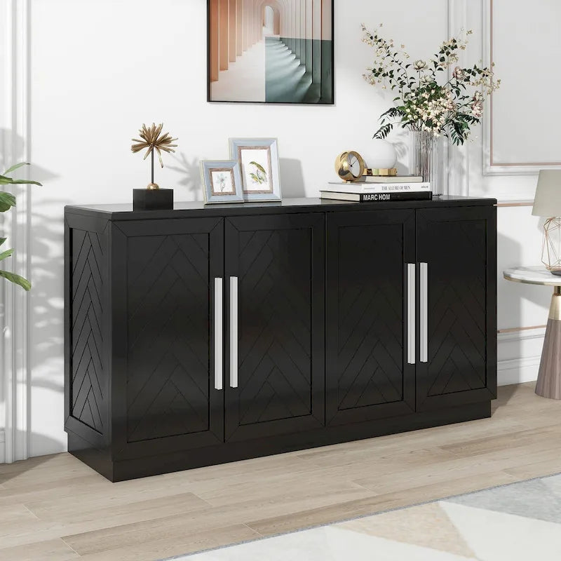 Sideboard with 4 Doors Large Storage Space Buffet Cabinet - N/A
