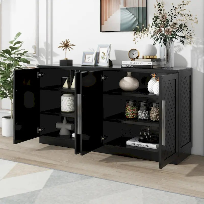 Sideboard with 4 Doors Large Storage Space Buffet Cabinet - N/A