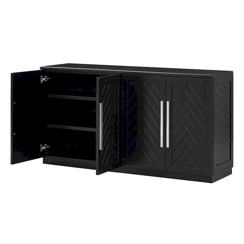 Sideboard with 4 Doors Large Storage Space Buffet Cabinet - N/A