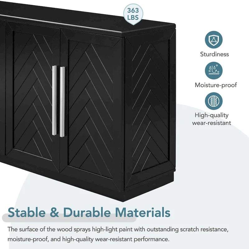 Sideboard with 4 Doors Large Storage Space Buffet Cabinet - N/A