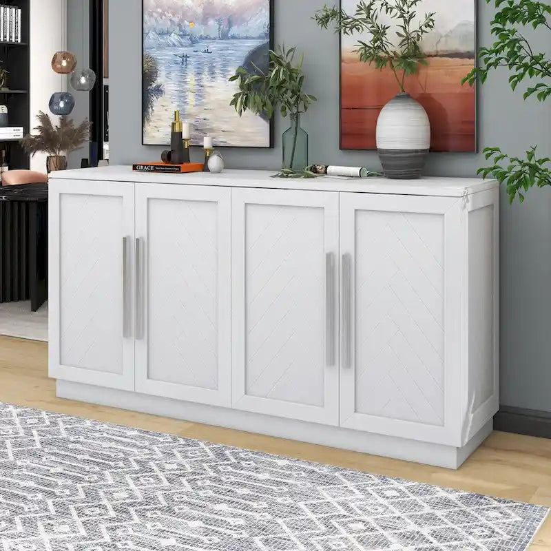 Sideboard with 4 Doors Large Storage Space Buffet Cabinet - N/A