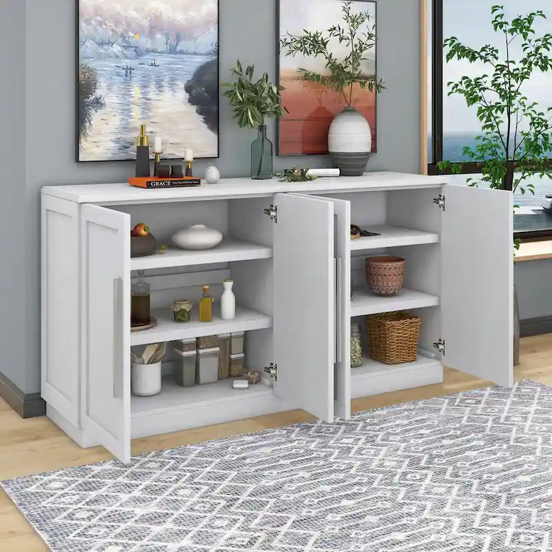 Sideboard with 4 Doors Large Storage Space Buffet Cabinet - N/A
