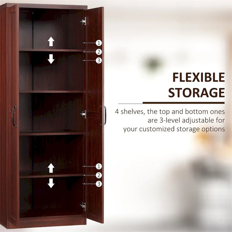 Freestanding Storage Cabinet with 2 Adjustable Shelves and Door