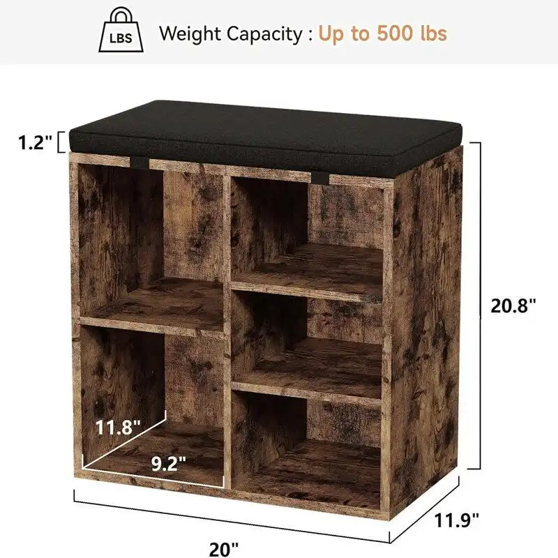 Shoe Bench Entryway with Storage - 11.9D x 20W x 20.8H