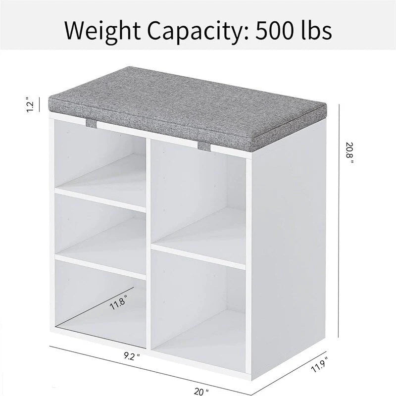 Shoe Bench Entryway with Storage - 11.9D x 20W x 20.8H