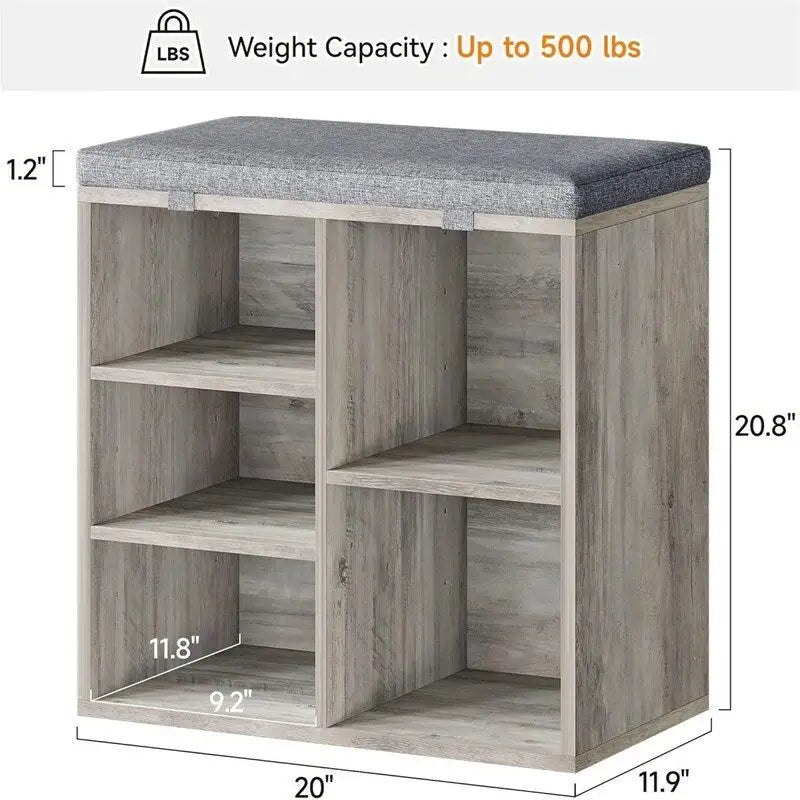 Shoe Bench Entryway with Storage - 11.9D x 20W x 20.8H