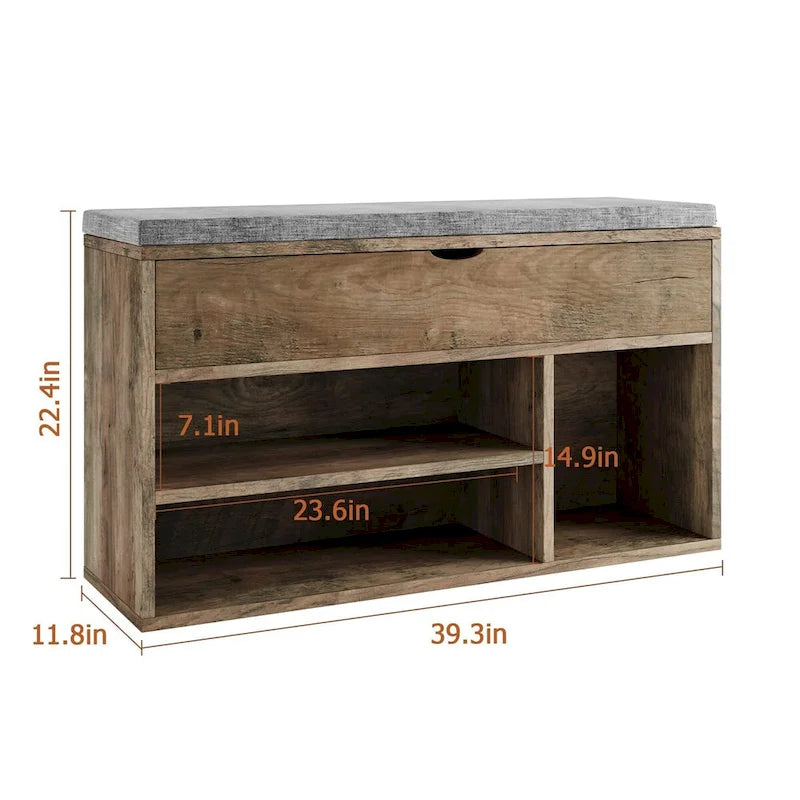 Storage Bench, Shoe Bench with Cushion