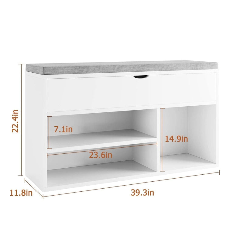 Storage Bench, Shoe Bench with Cushion