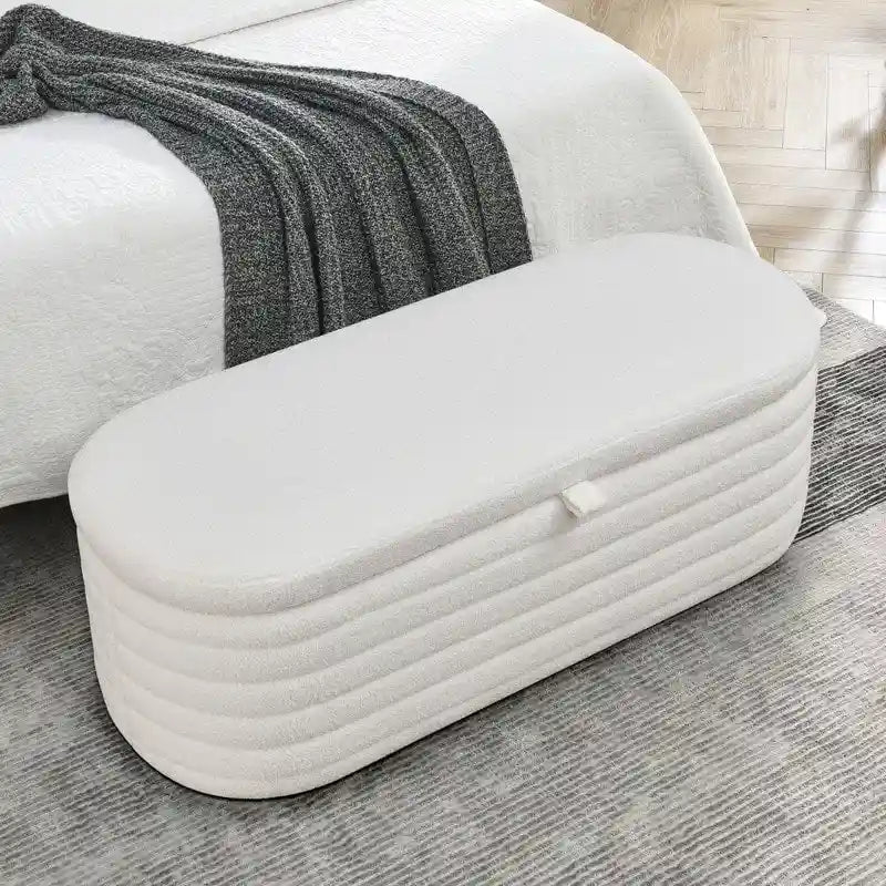 45.5L Upholstered Fabric Storage Bench Ottoman