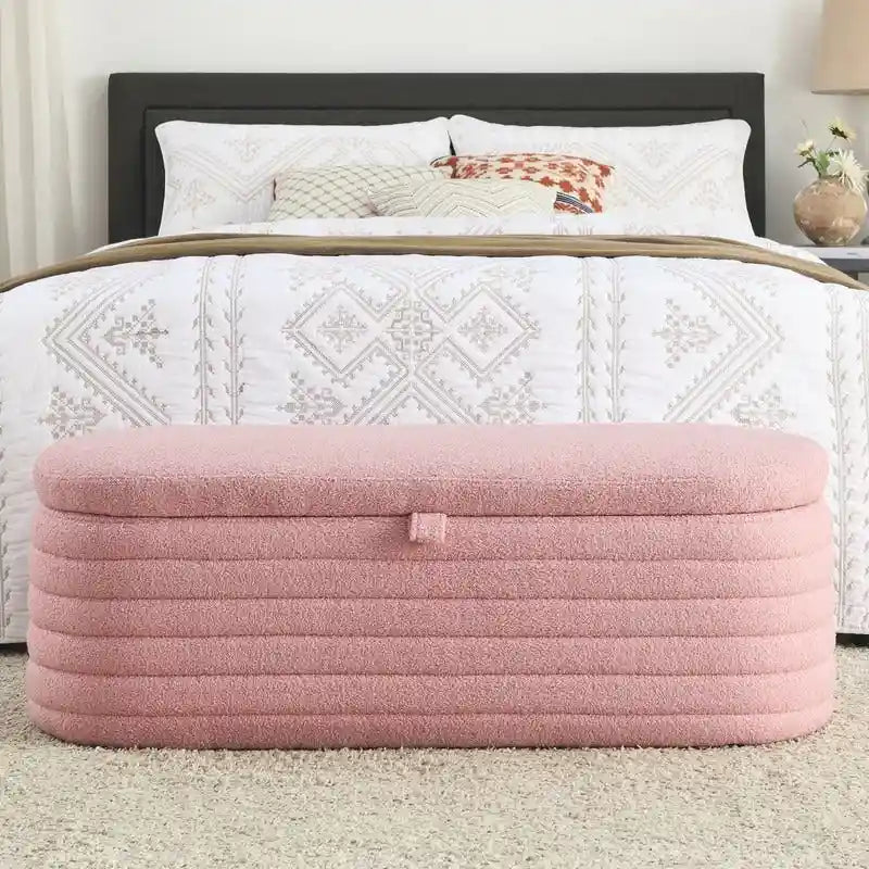 45.5L Upholstered Fabric Storage Bench Ottoman