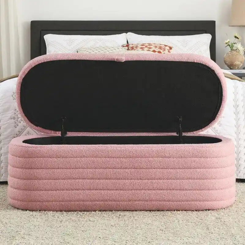 45.5L Upholstered Fabric Storage Bench Ottoman