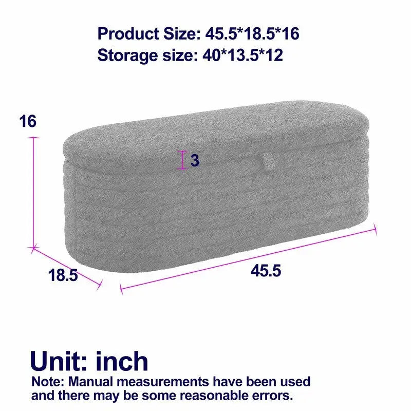 45.5L Upholstered Fabric Storage Bench Ottoman