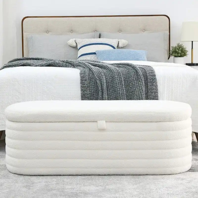 45.5L Upholstered Fabric Storage Bench Ottoman