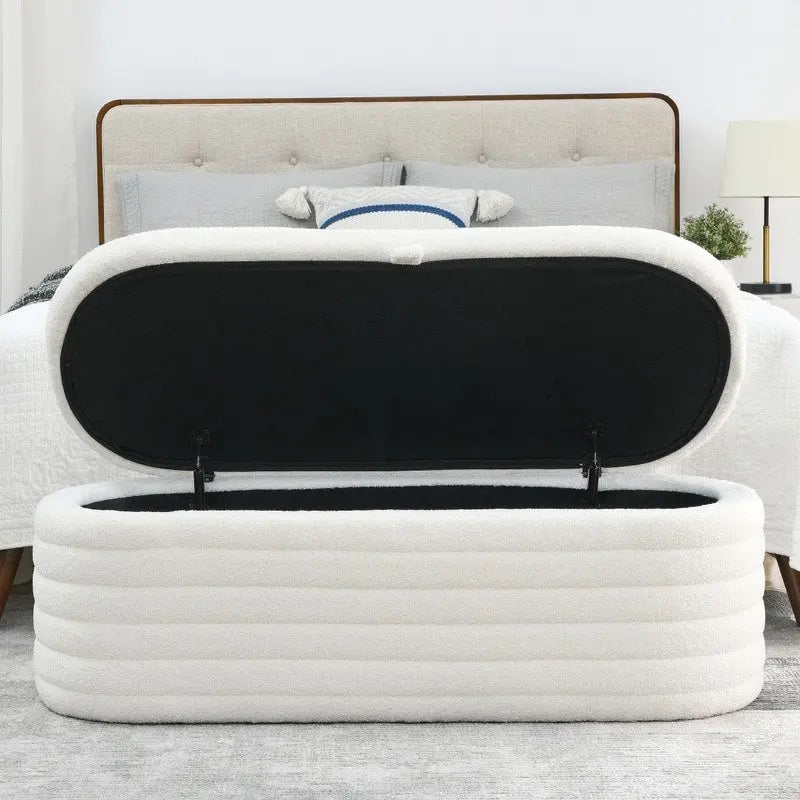 45.5L Upholstered Fabric Storage Bench Ottoman