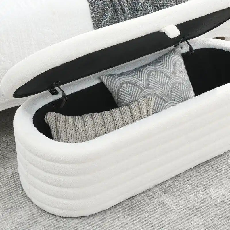 45.5L Upholstered Fabric Storage Bench Ottoman