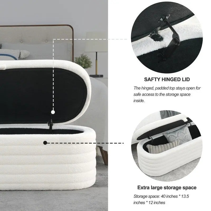 45.5L Upholstered Fabric Storage Bench Ottoman