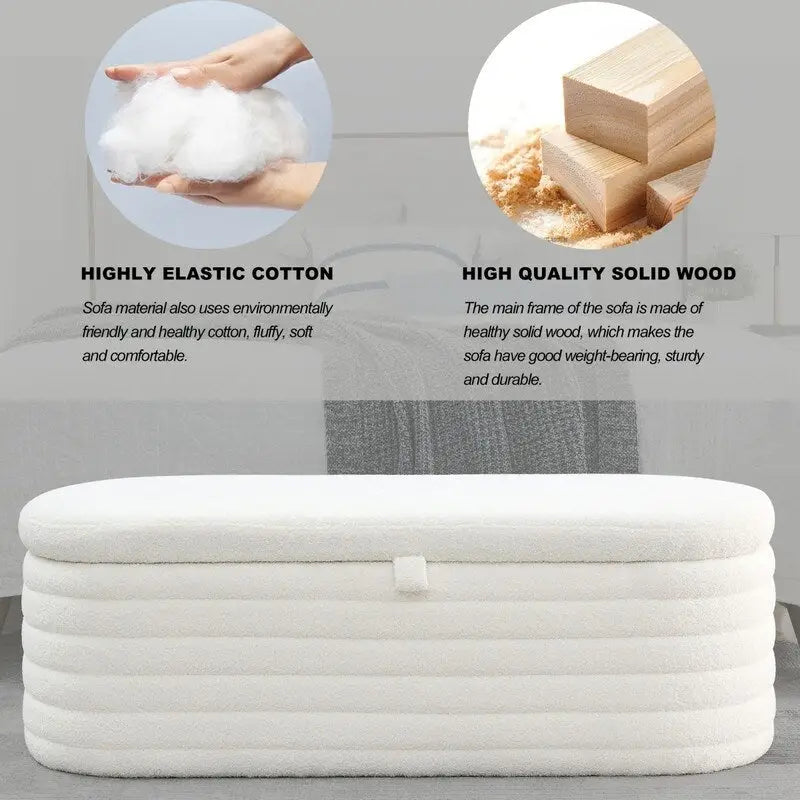 45.5L Upholstered Fabric Storage Bench Ottoman