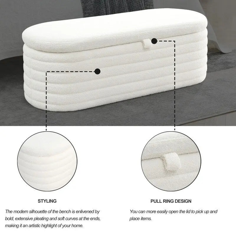 45.5L Upholstered Fabric Storage Bench Ottoman