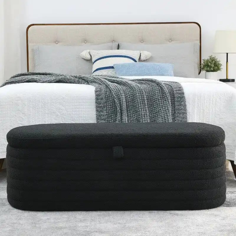 45.5L Upholstered Fabric Storage Bench Ottoman