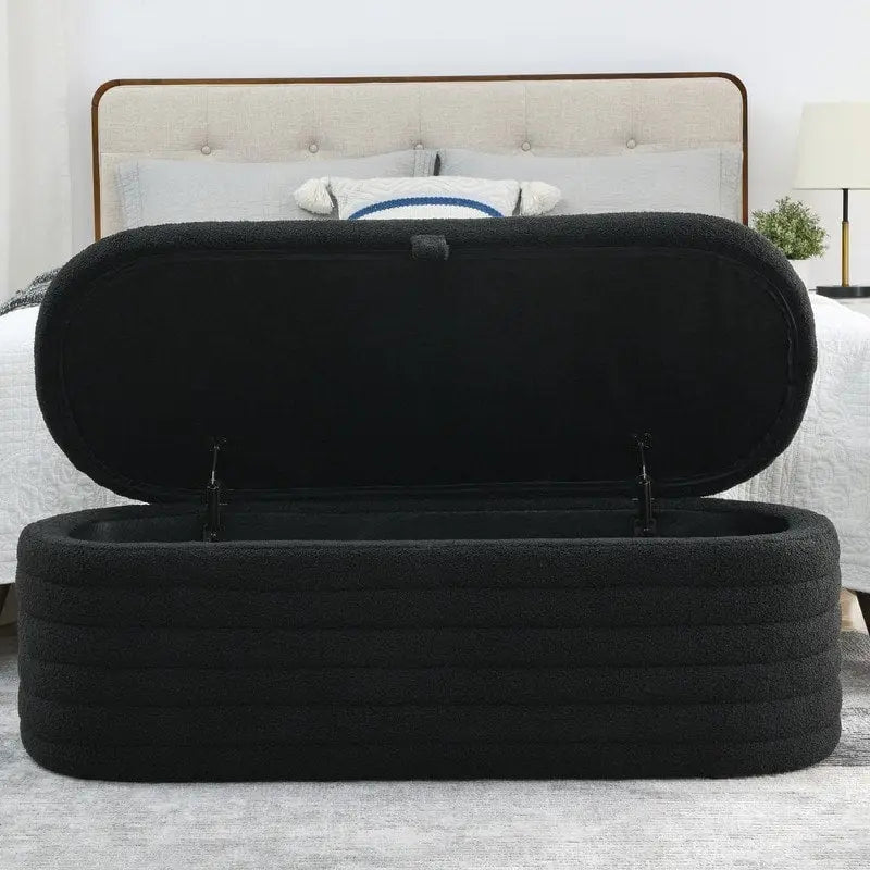 45.5L Upholstered Fabric Storage Bench Ottoman