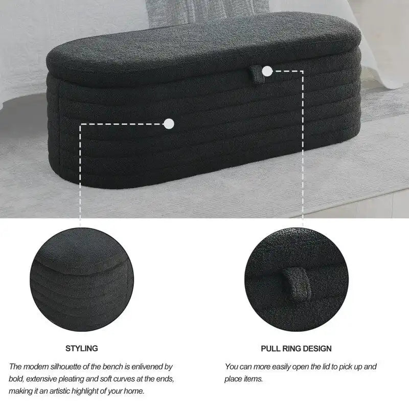 45.5L Upholstered Fabric Storage Bench Ottoman